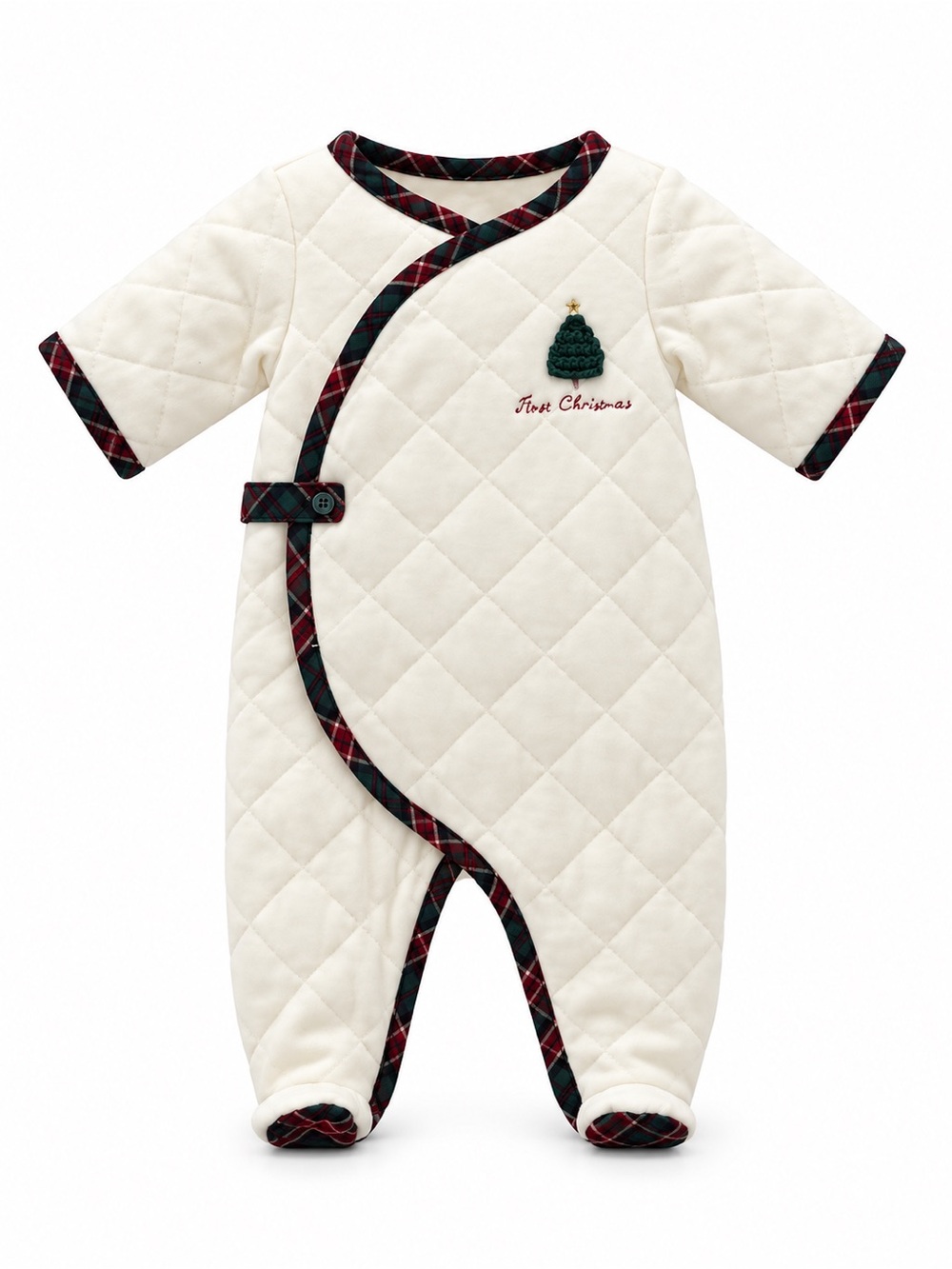 Janie and Jack First Christmas  White Footed Romper
